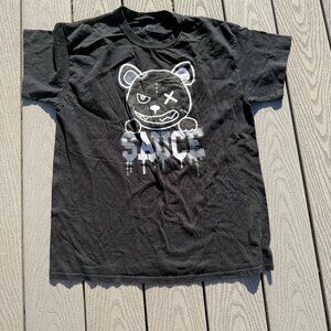 Sauce Dripping Bear Screen Printed Black T-Shirt Tee Graphic Printed Sz L